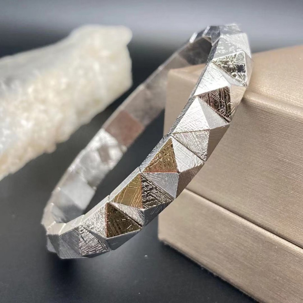 Meteorite Silver Pyramid Bracelet...