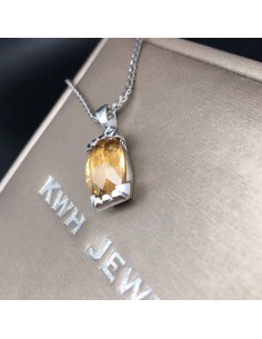 天然黃晶純銀吊墜 吊咀