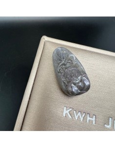 紫光拉長石 閃光石雕蓮花吊墜