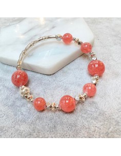 Rhodochrosite Silver Bracelet
