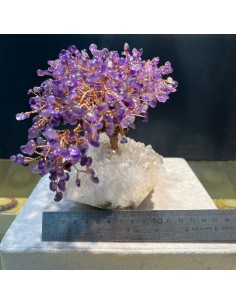 紫水晶樹 天然白晶簇底座 2