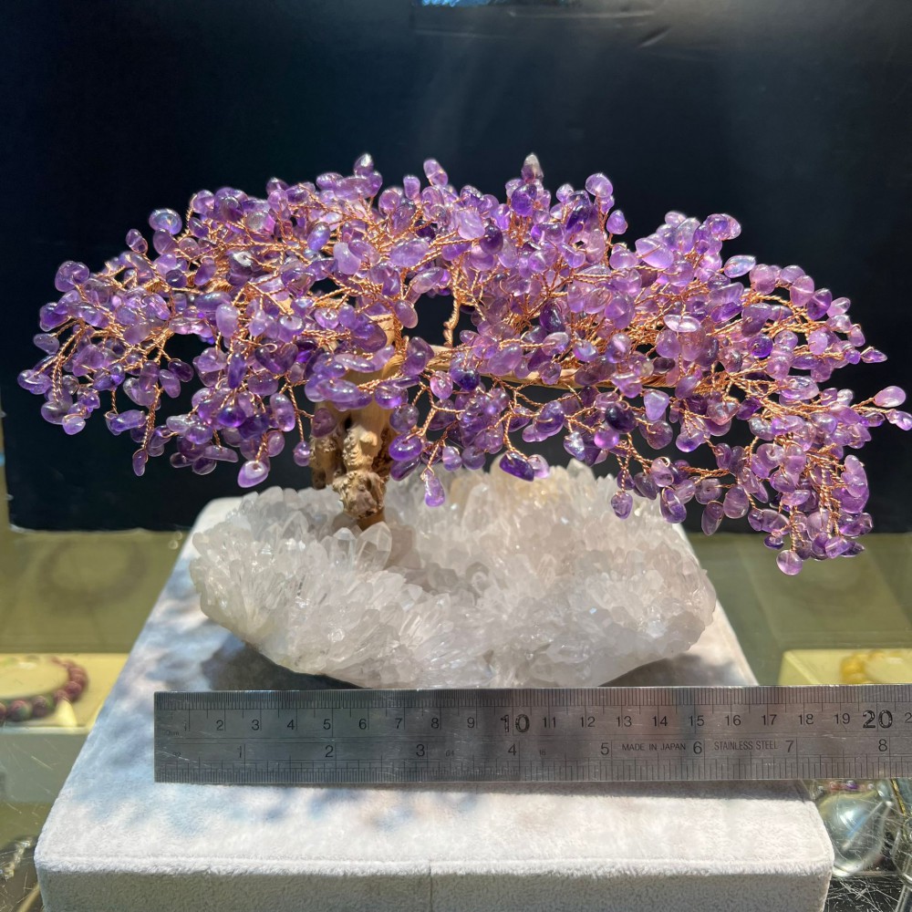 紫水晶樹天然白晶簇底座- 曠驊行KWH JEWEL