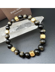Golden Sheen Mix Meteorite Obsidian Bracelet
