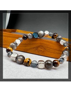 天鐵 虎眼石 黑金太陽石 藍髮晶 手鍊