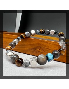 天鐵 虎眼石 黑金太陽石 藍髮晶 手鍊 2