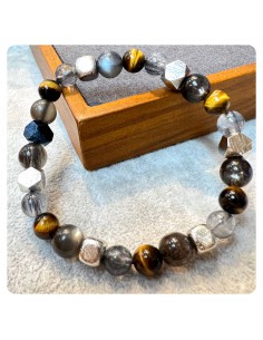 天鐵 虎眼石 黑金太陽石 藍髮晶 手鍊
