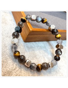 天鐵 虎眼石 黑金太陽石 藍髮晶 手鍊 2