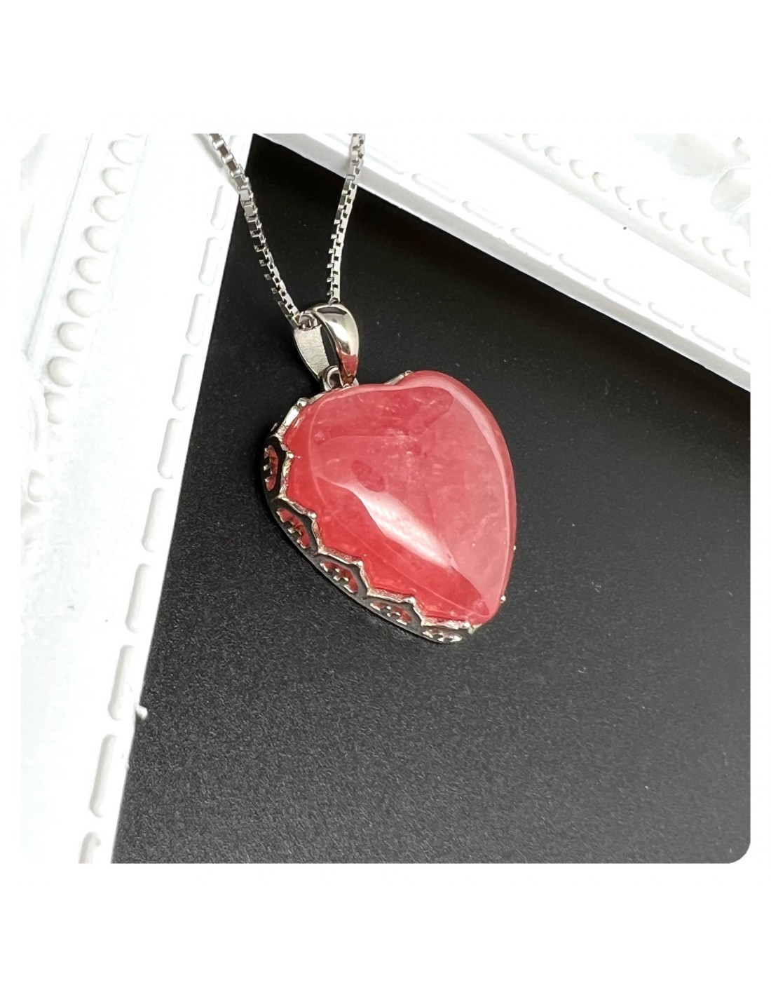 Small Rhodochrosite Silver Pendant 6 