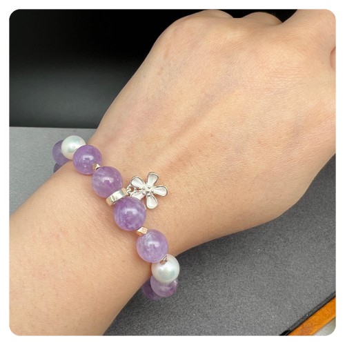 紫水晶純銀手鍊 配珍珠手鏈