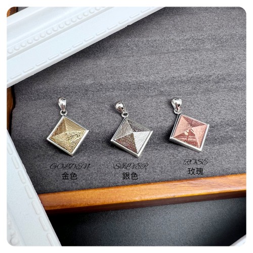 Meteorite Silver Pendant Pyramid (Sweden)