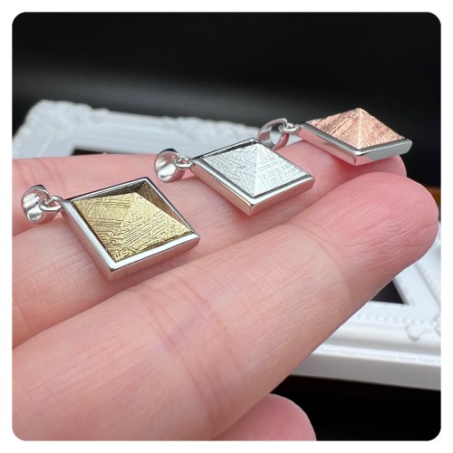 Meteorite Silver Pendant Pyramid (Sweden)