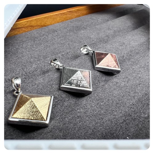 Meteorite Silver Pendant Pyramid (Sweden)