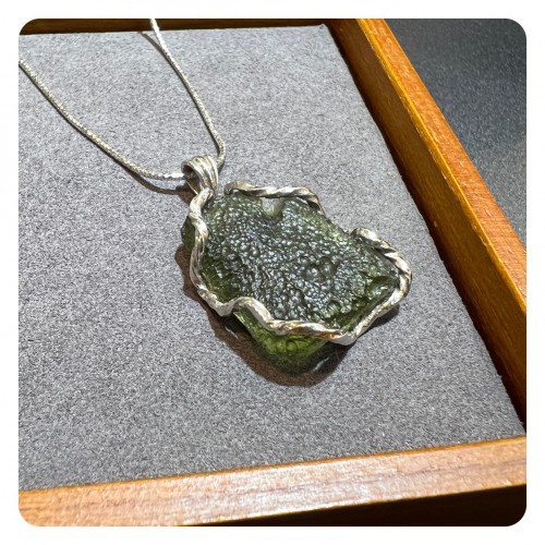 Moldavite Silver Pendant