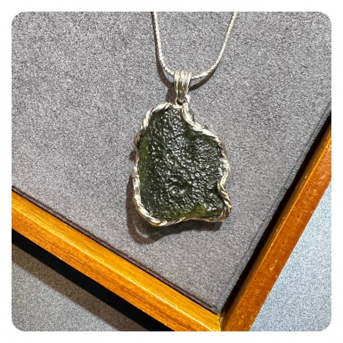 Moldavite Silver Pendant