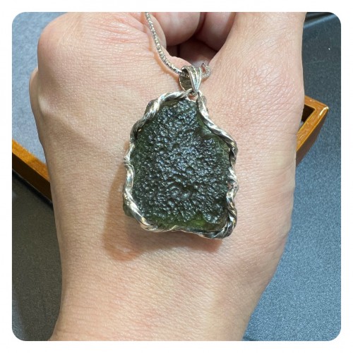 Moldavite Silver Pendant