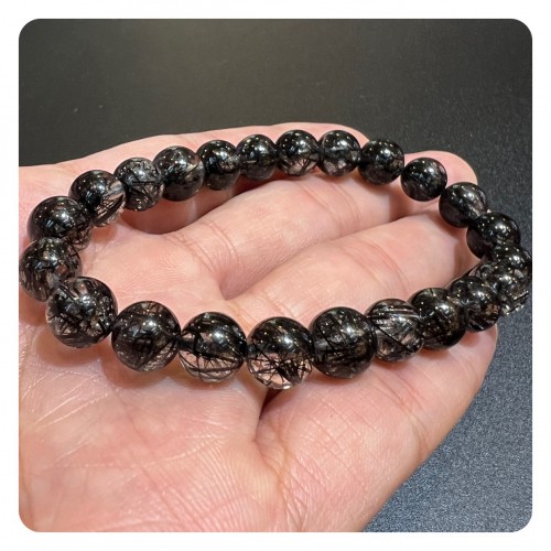 Black Rutilated Quartz Bracelet 8mm