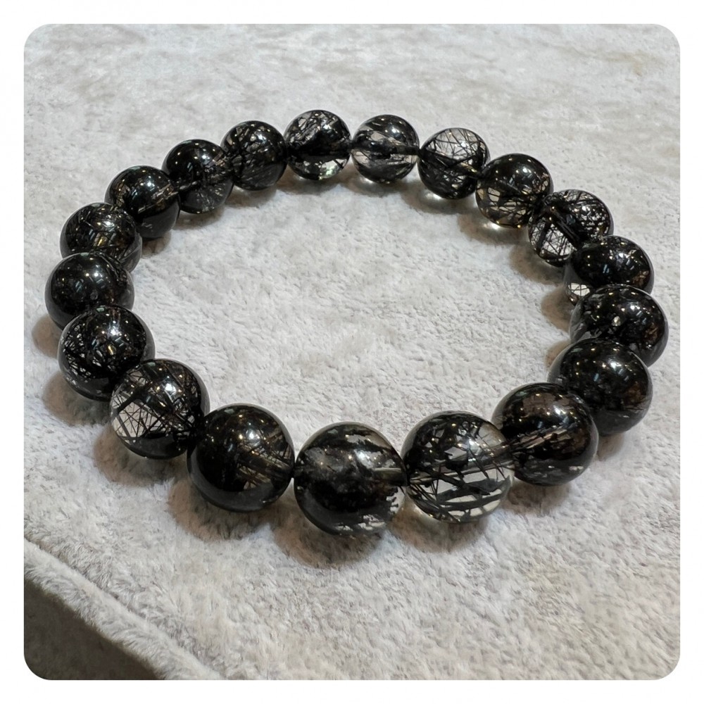 Black Rutilated Quartz Bracelet 10mm