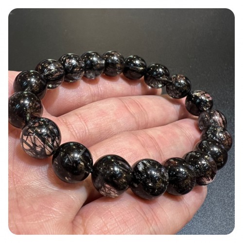 Black Rutilated Quartz Bracelet 10mm