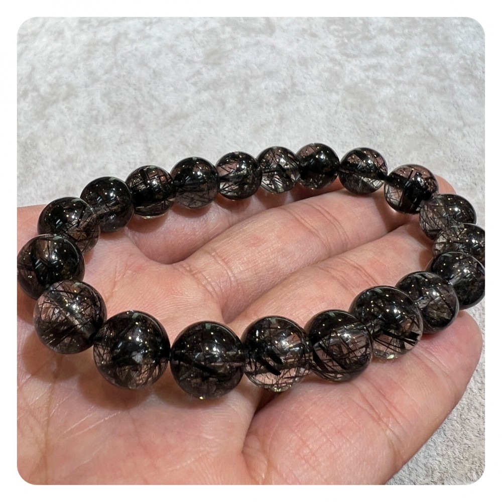 Black Rutilated Quartz Bracelet 10mm