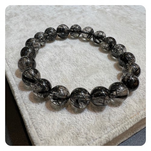 Black Rutilated Quartz Bracelet 10mm