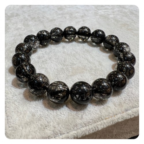 Black Rutilated Quartz Bracelet 11mm