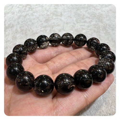 Black Rutilated Quartz Bracelet 12mm