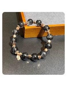 黑髮晶純銀手鏈