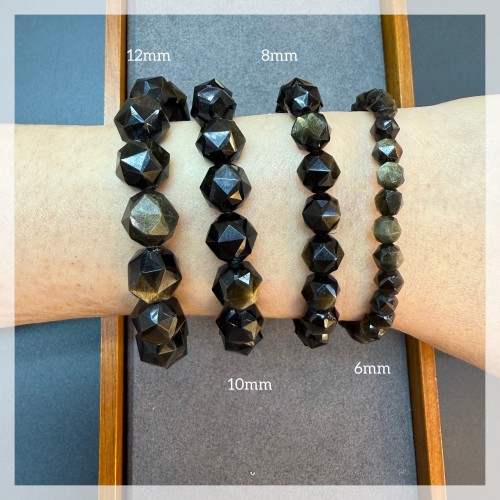 Golden Sheen Obsidian Faceted Bracelet