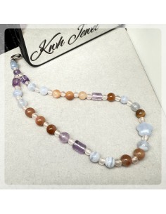 太陽石 藍瑪瑙 紫晶 粉晶手機掛繩