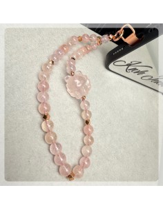 Gemstone Phone Strap Morganite mix Rose Quartz Fox 2