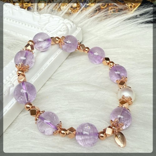Amethyst with Pearl Silver Bracelet