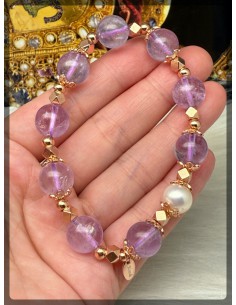 紫水晶配珍珠純銀手鏈 2