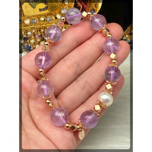 Amethyst with Pearl Silver Bracelet