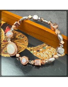 Sweden Meteorite mix Opal Silver Bracelet
