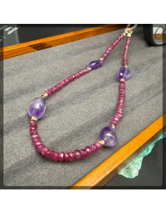 Gemstone Phone Strap Ruby mix Amethyst 2