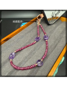 Gemstone Phone Strap Ruby mix Amethyst