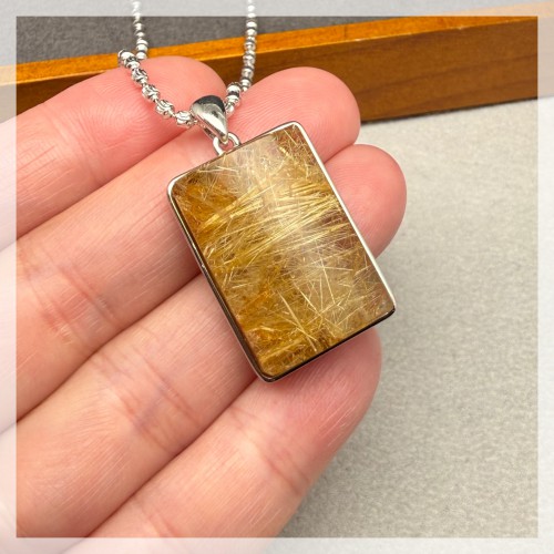 金鈦髮晶純銀吊墜