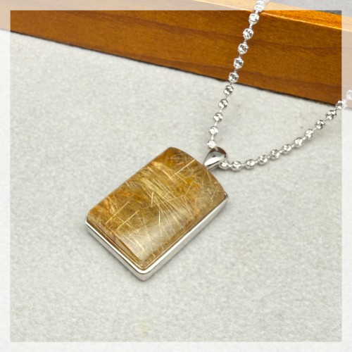 金鈦髮晶純銀吊墜