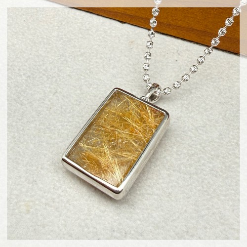 金鈦髮晶純銀吊墜