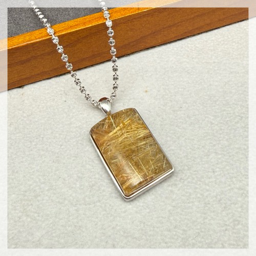 金鈦髮晶純銀吊墜