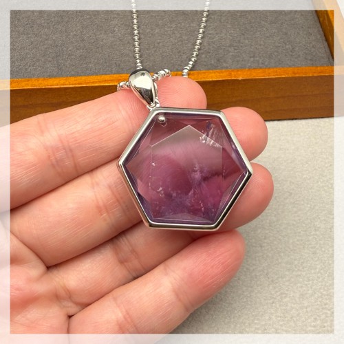 紫晶大衛星純銀吊墜