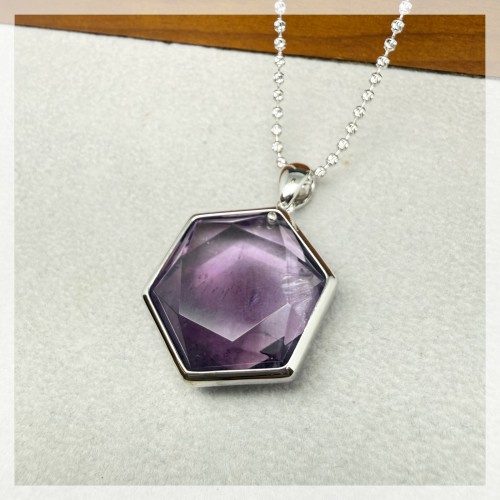 紫晶大衛星純銀吊墜