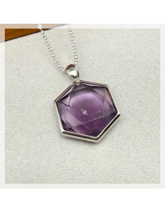 紫晶大衛星純銀吊墜