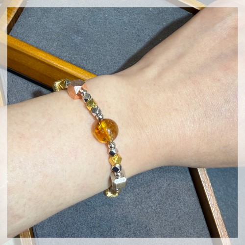 瑞典天鐵鎳鐵隕石 天鐵隕石黃晶手鏈