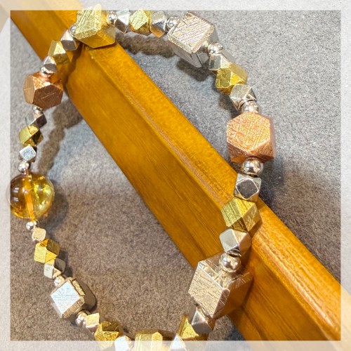 瑞典天鐵鎳鐵隕石 天鐵隕石黃晶手鏈