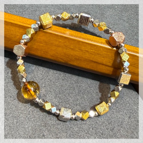 瑞典天鐵鎳鐵隕石 天鐵隕石黃晶手鏈