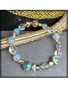 拉長石 白水晶 印度瑪瑙手鏈 2