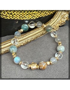 Labradorite, Agate and Clear Quartz Bracelet