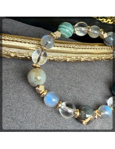 拉長石 白水晶 印度瑪瑙手鏈 2