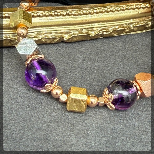 紫超七 碧璽 天鐵純銀手鏈